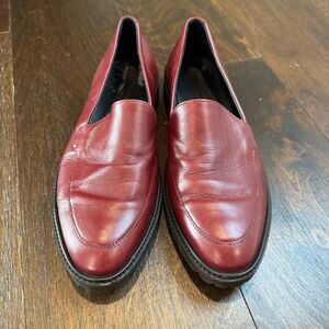 ECCO Danish Design Women's Red Leather Loafers‎ Slip On Shoes EU 38 US 7
